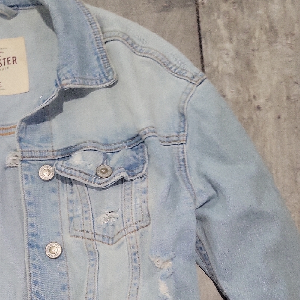 Hollister Distress Light Blue Denim Jacket Size XXS #cj - Picture 4 of 7